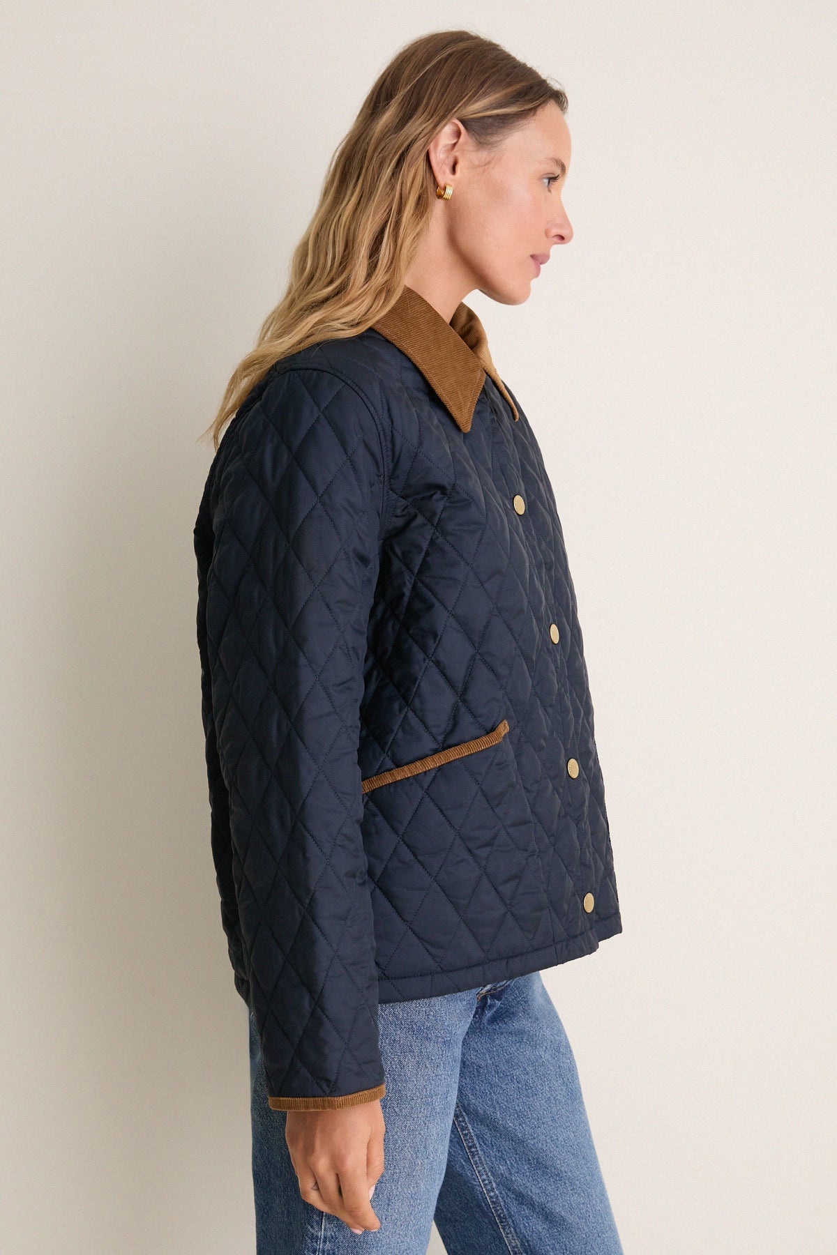 Navy Icons Cropped Liddesdale Quilted Jacket