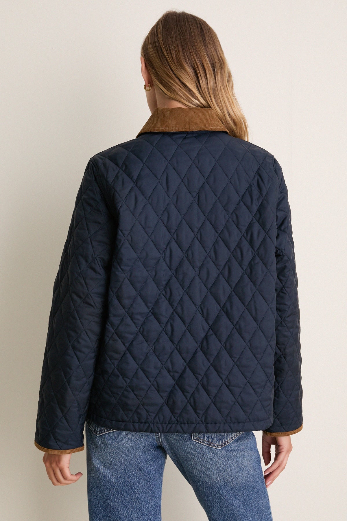 Navy Icons Cropped Liddesdale Quilted Jacket