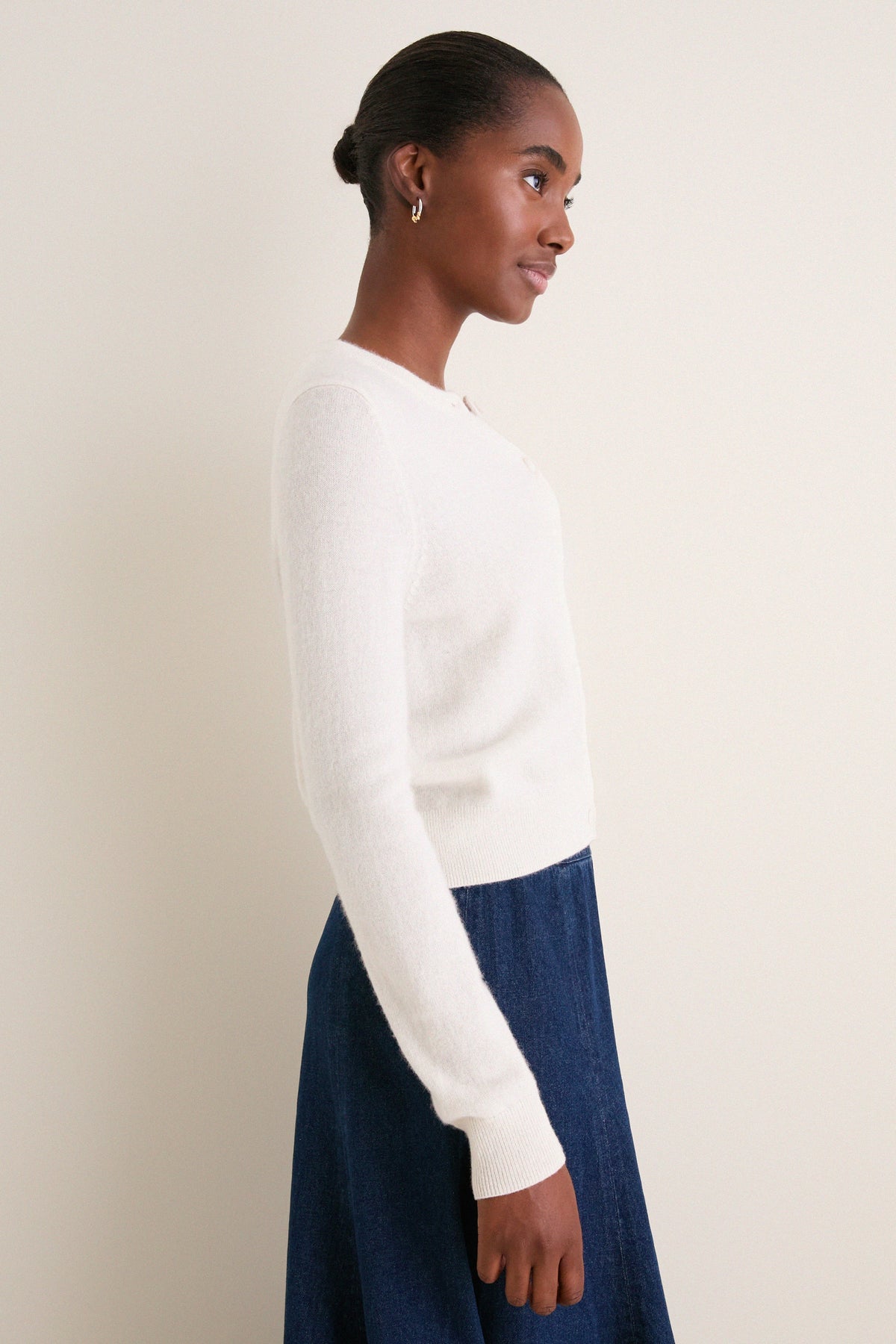 Ivory Cashmere Riley Cardigan