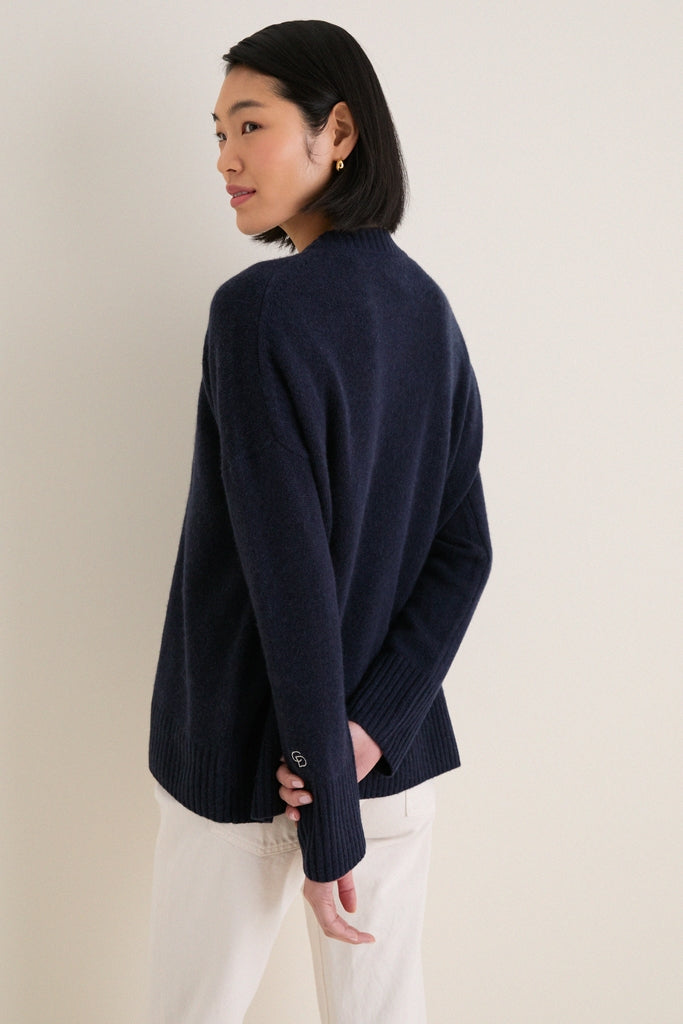 Navy Cashmere Cassie V-Neck Sweater