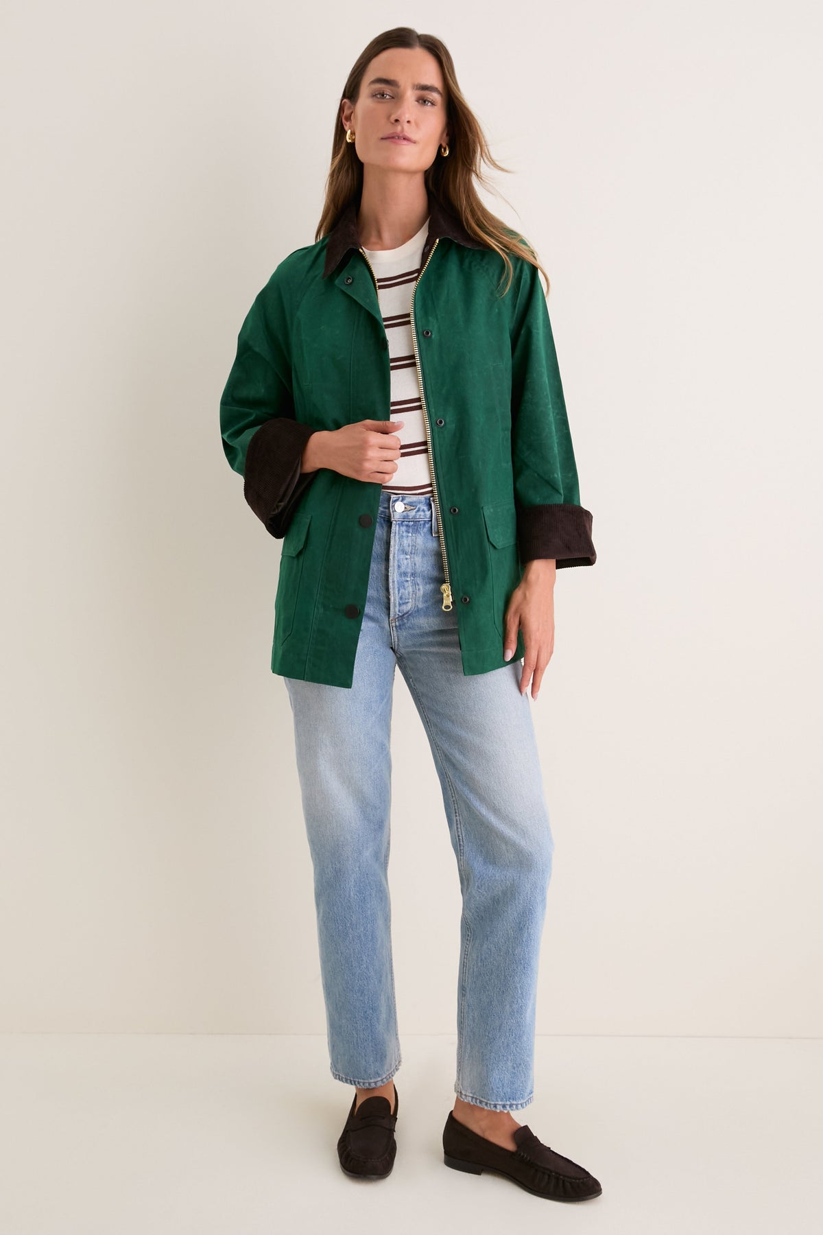 Green Chiltern Street Jacket in Waxed Cotton