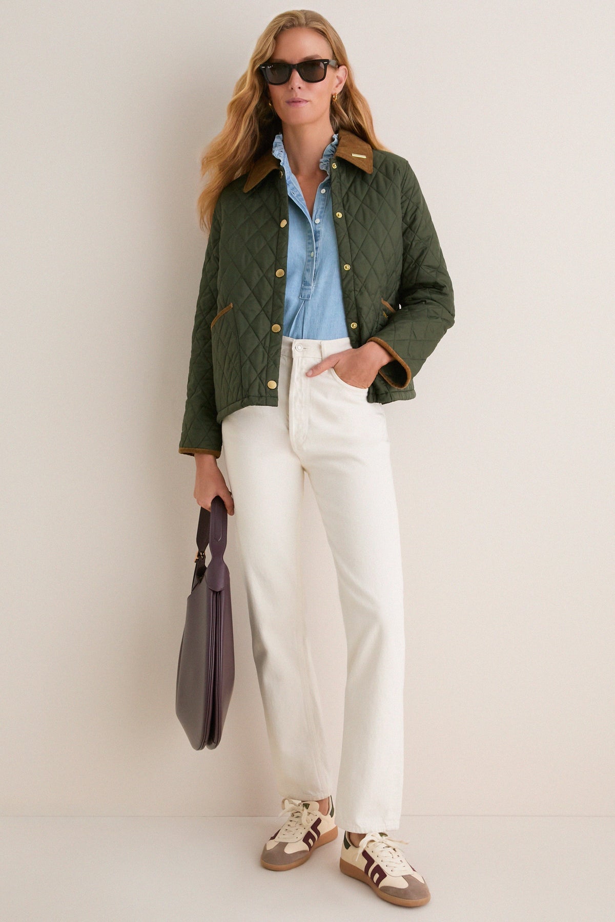 Olive Icons Cropped Liddesdale Quilted Jacket