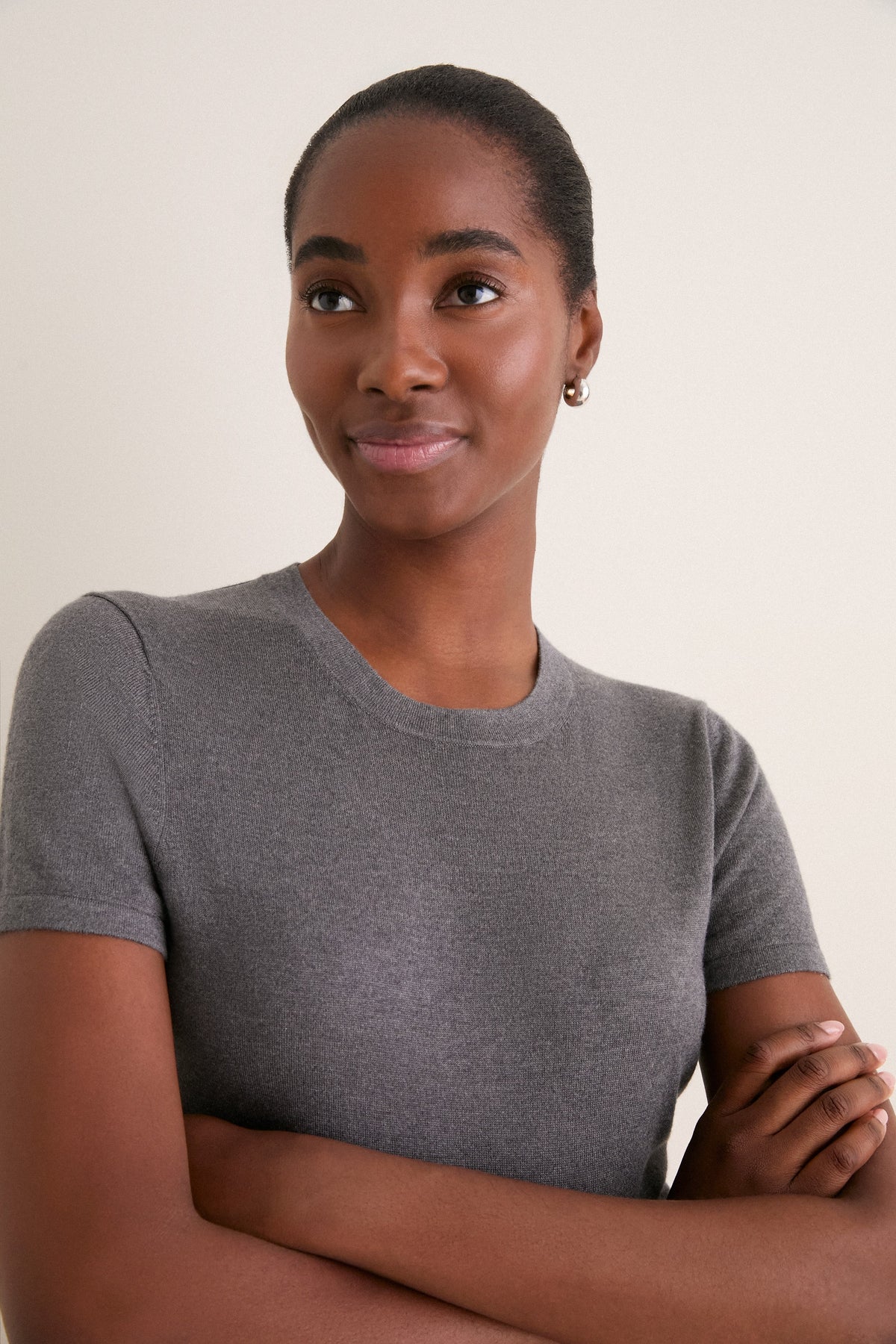 Graphite Cashmere Silk Katie Tee