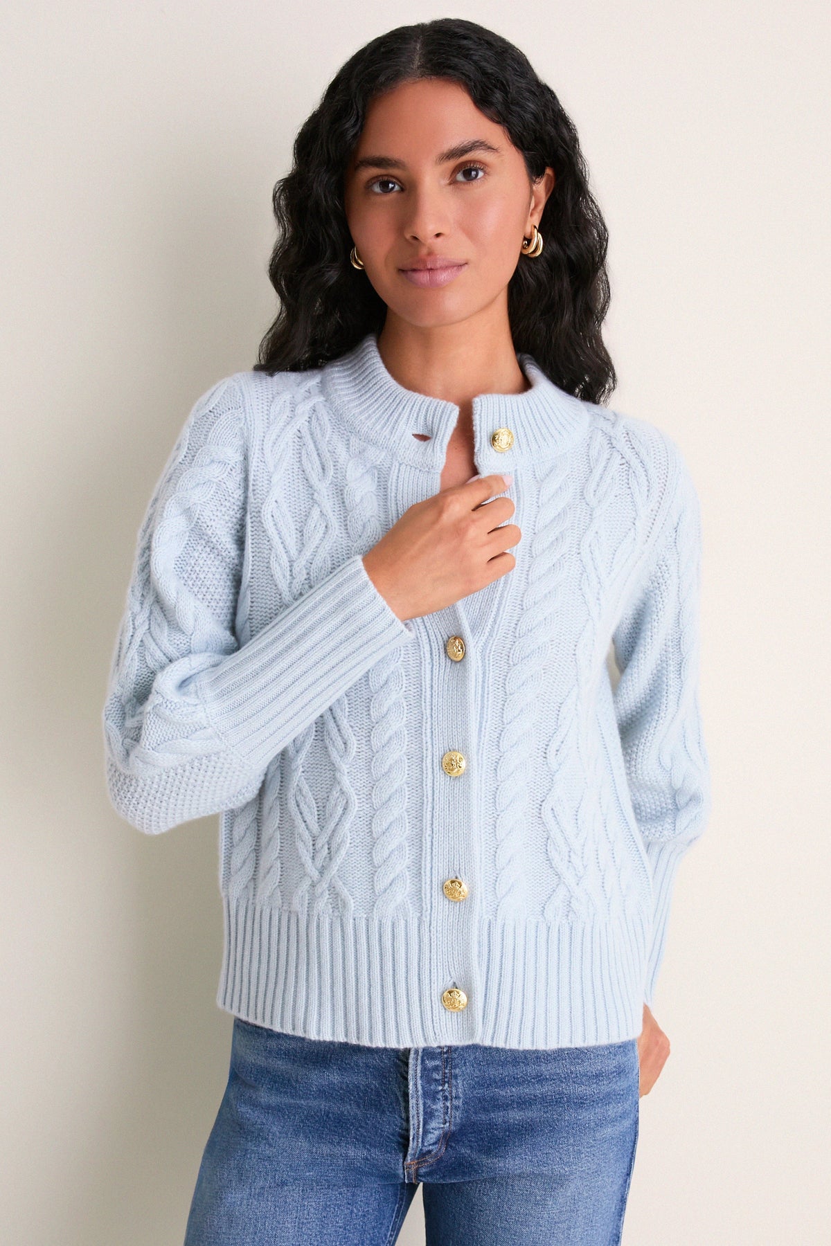 Light Blue Cashmere Colette Cardigan