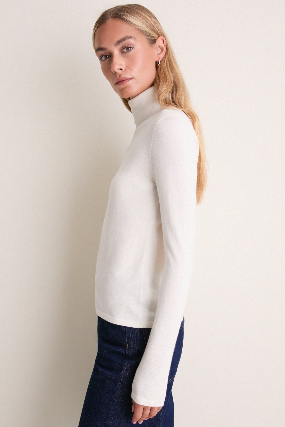 Ivory Cashmere Silk Tinley Turtleneck