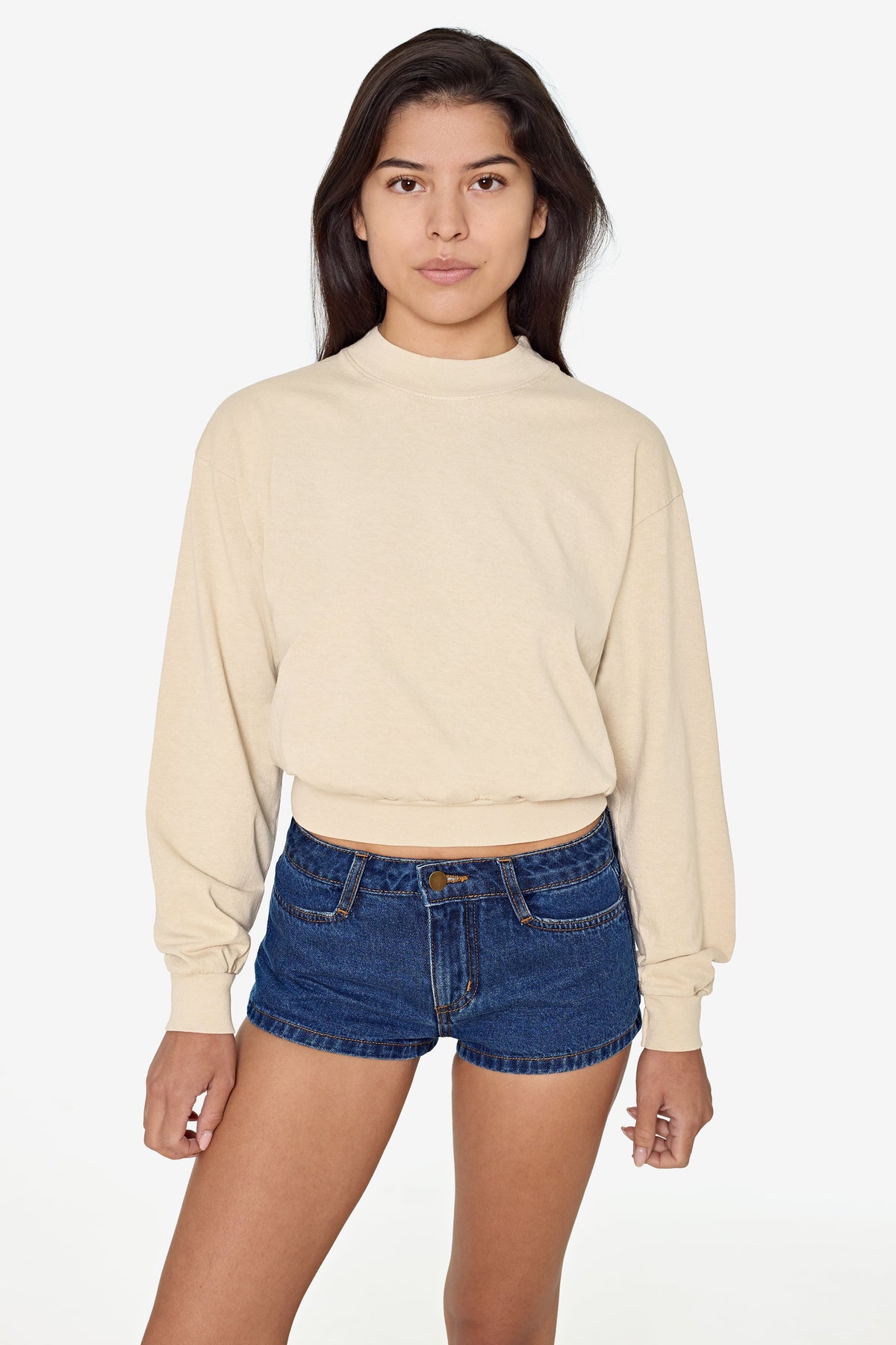 1804GD - Long Sleeve Garment Dye Cropped Mockneck