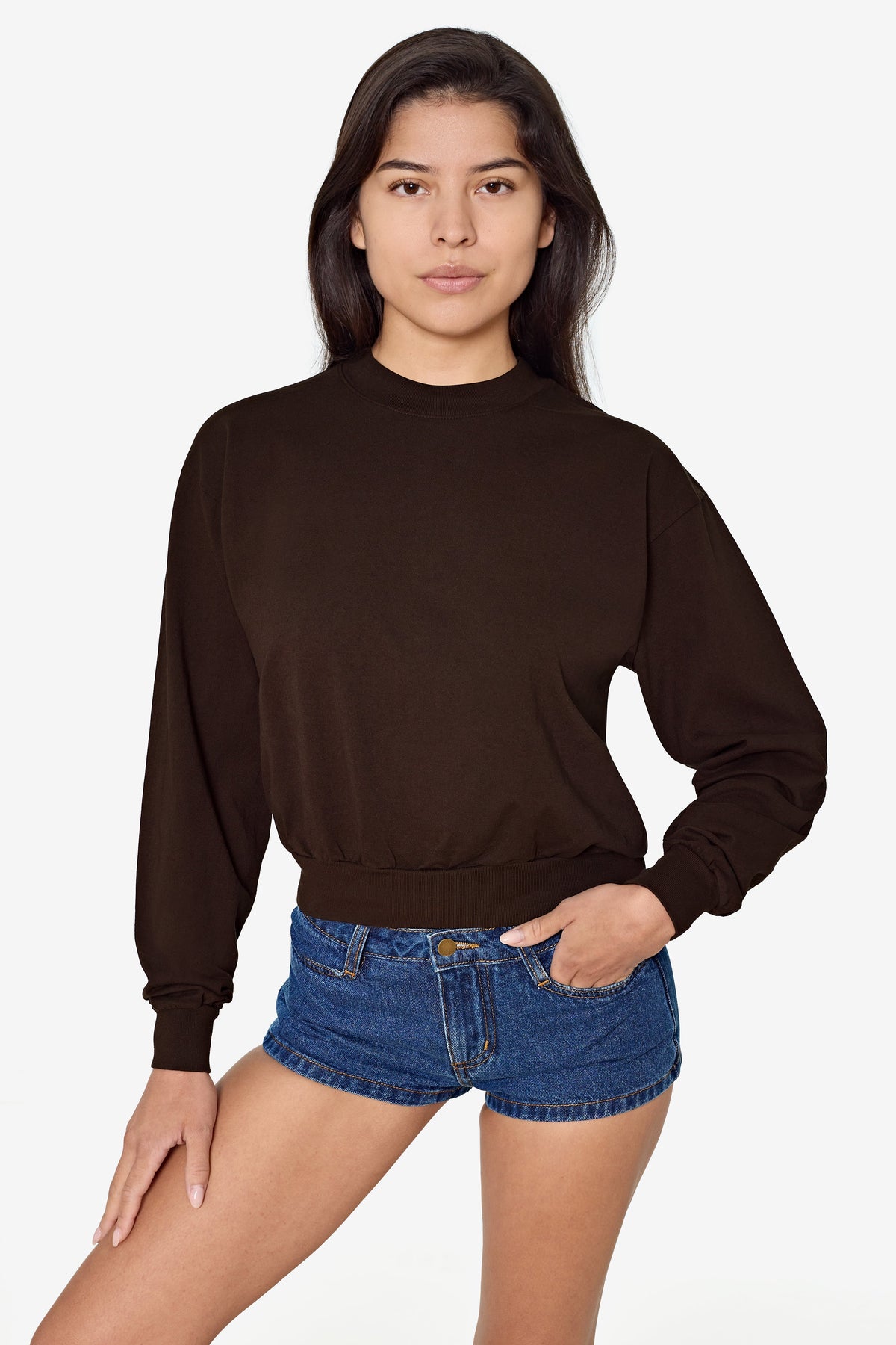1804GD - Long Sleeve Garment Dye Cropped Mockneck