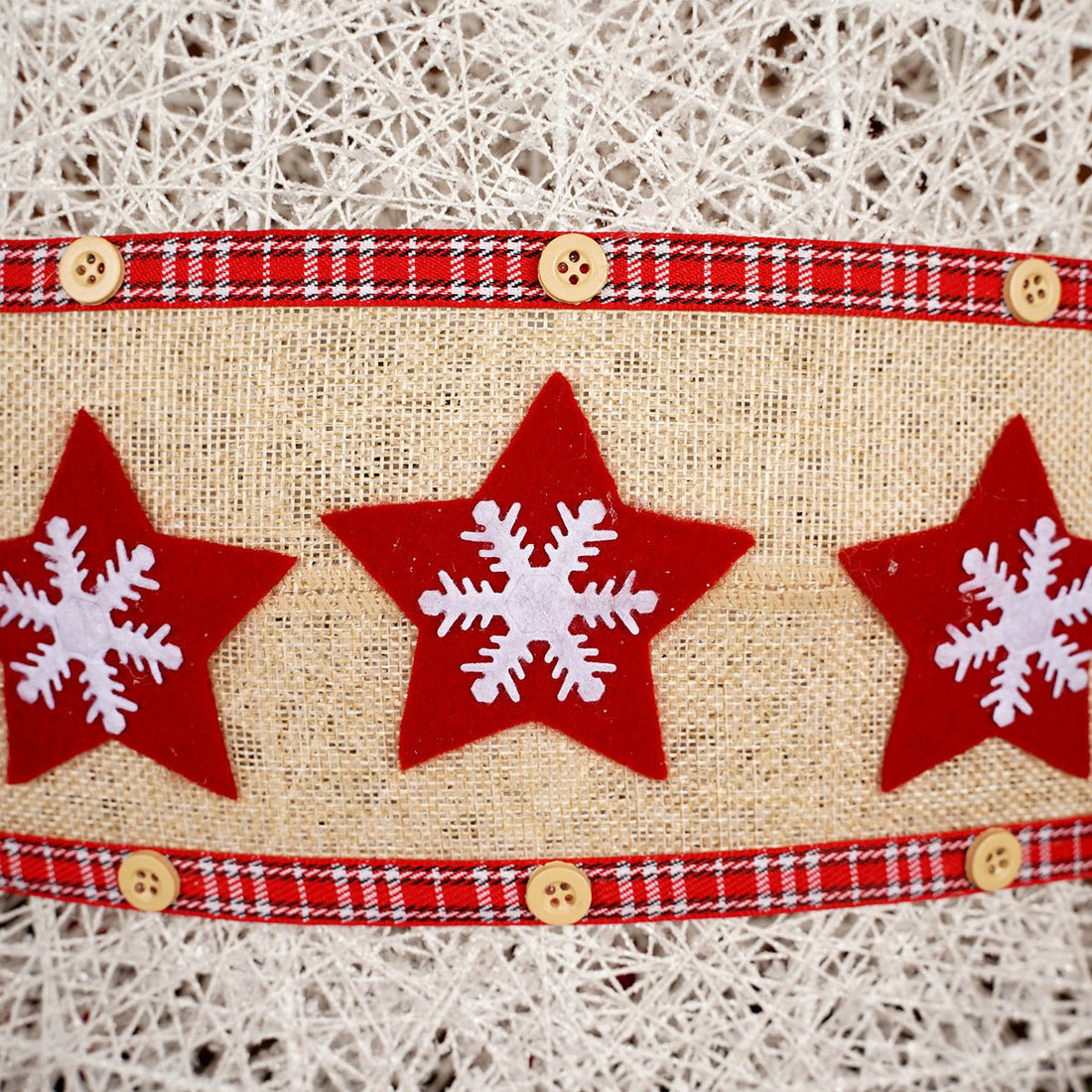 16Inch White Red Snowflake Disc Ornament