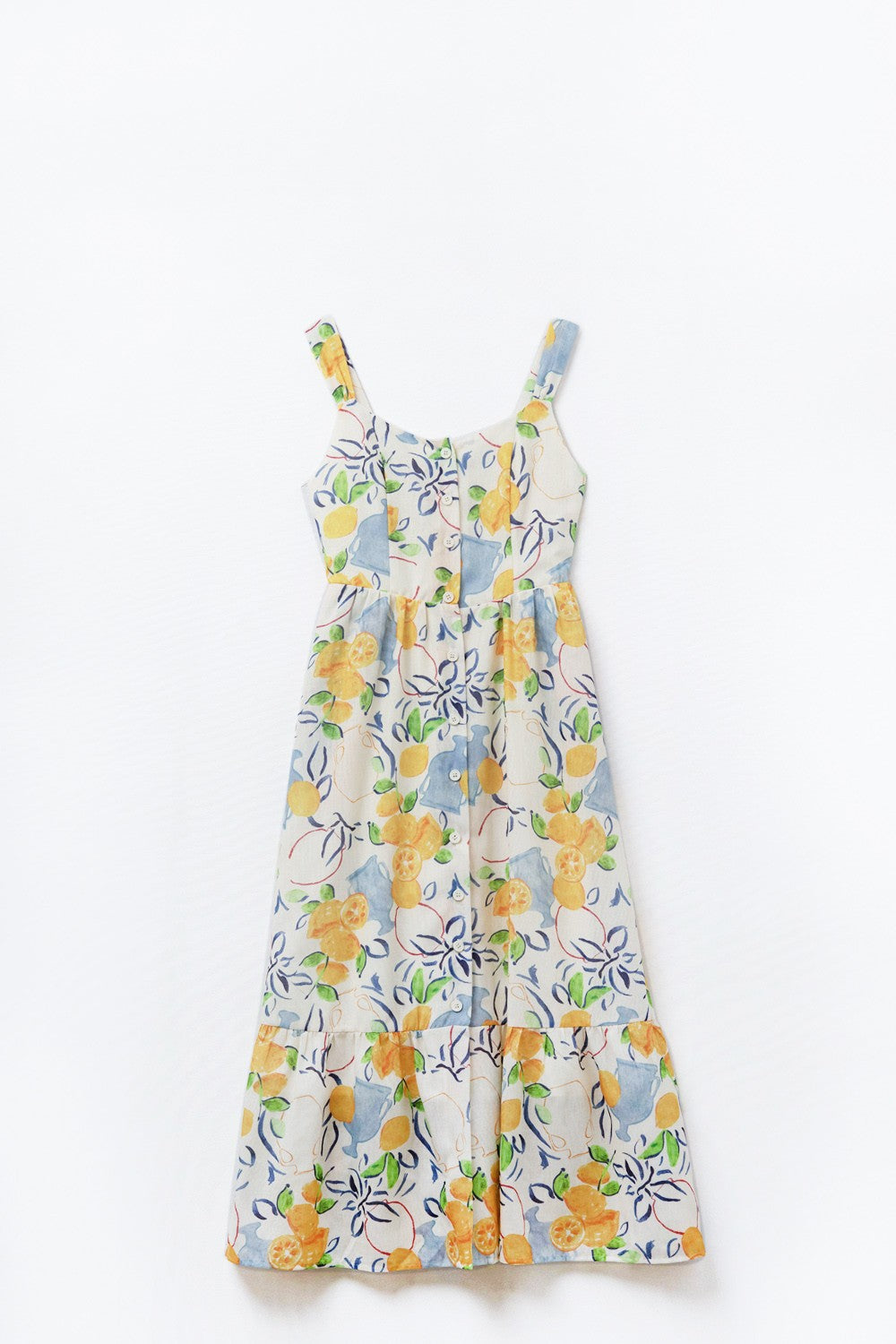 MAXI STRAPLESS DRESS WITH LEMON PRINT