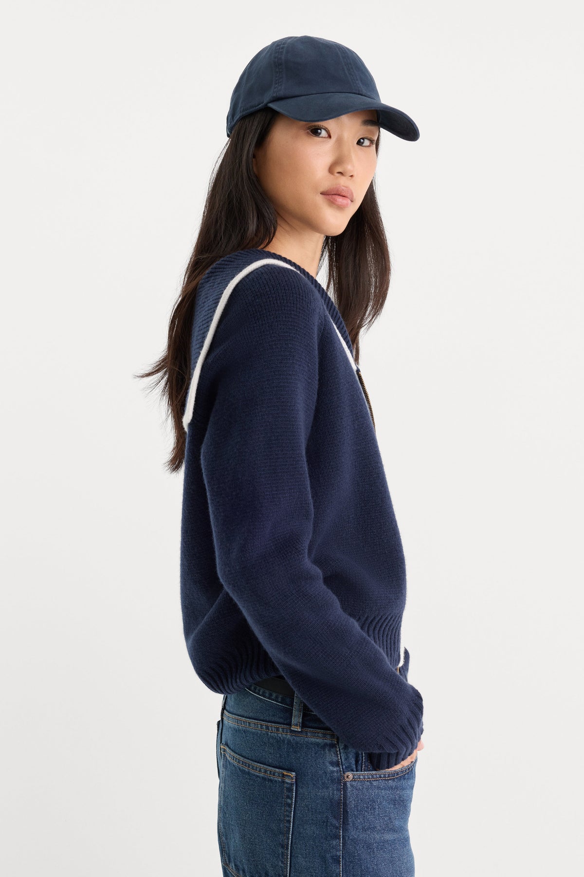 THE KNIT SAILOR ZIP UP | NEW NAVY002