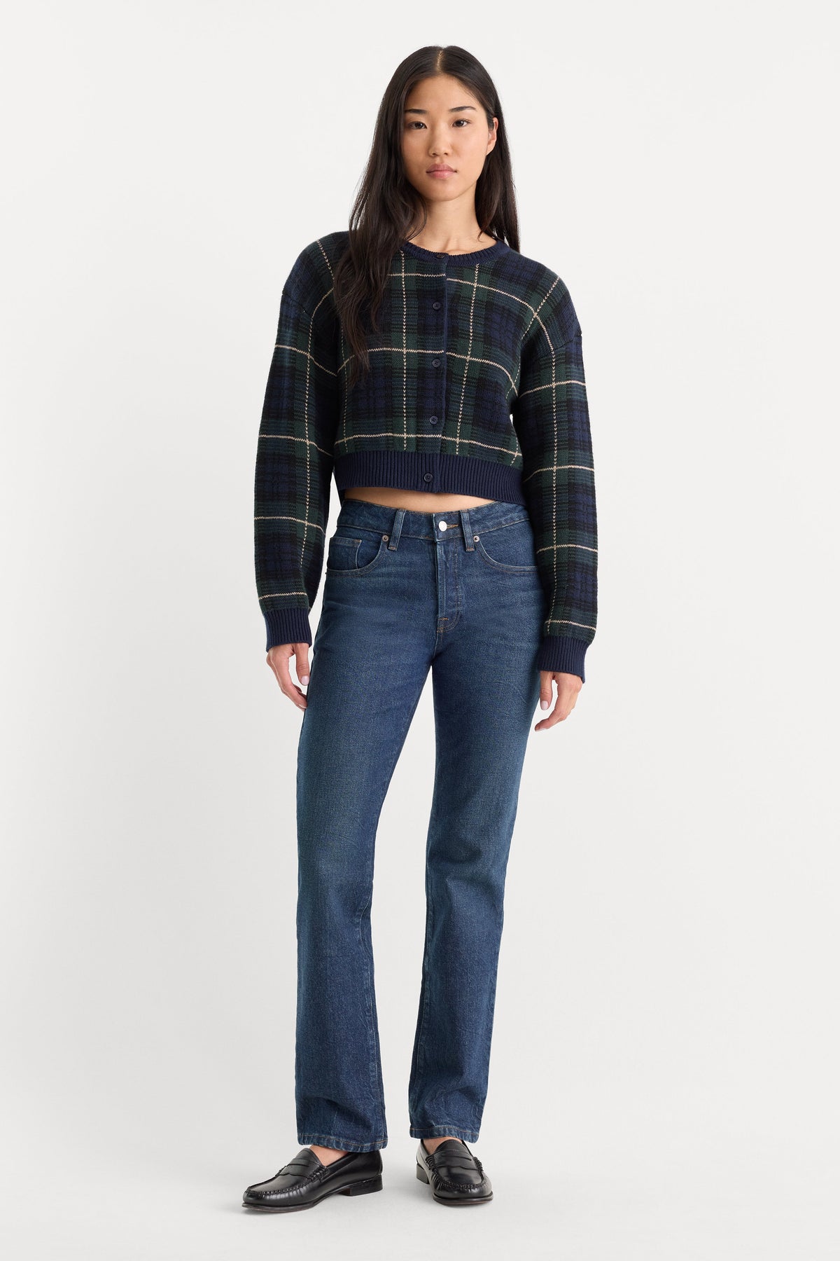 THE JACQUARD CARDIGAN | FOREST PLAID