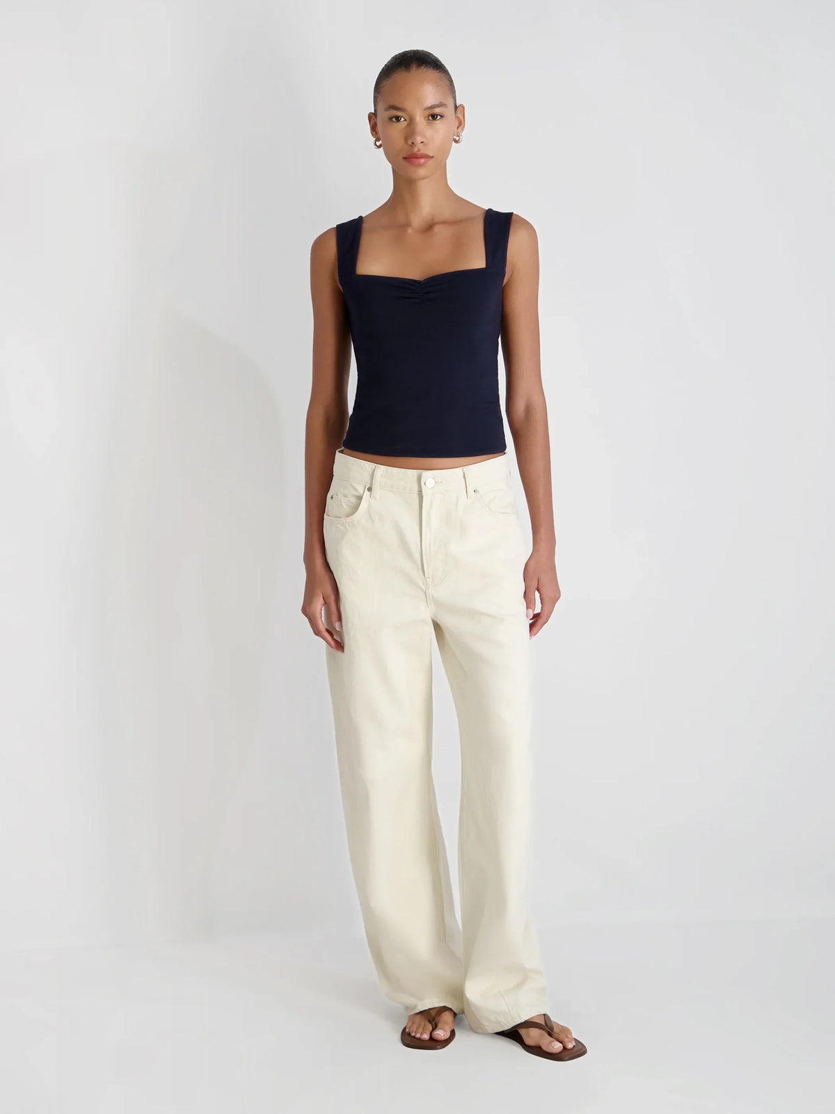 MAISIE JERSEY KNIT RUCHED FRONT TANK