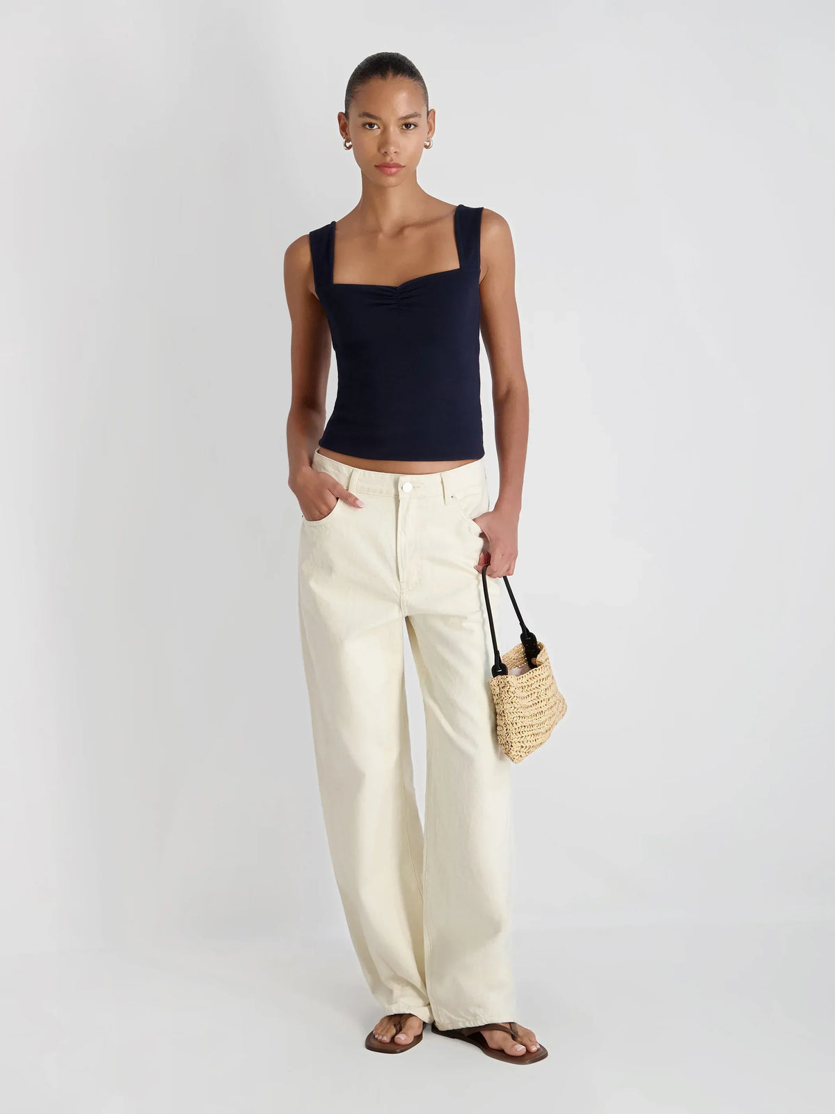 MAISIE JERSEY KNIT RUCHED FRONT TANK