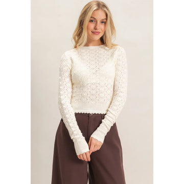 CROCHET SCALLOPED HEM SWEATER