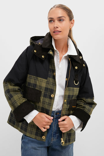 Olive and Black Check Elaine Showerproof Jacket