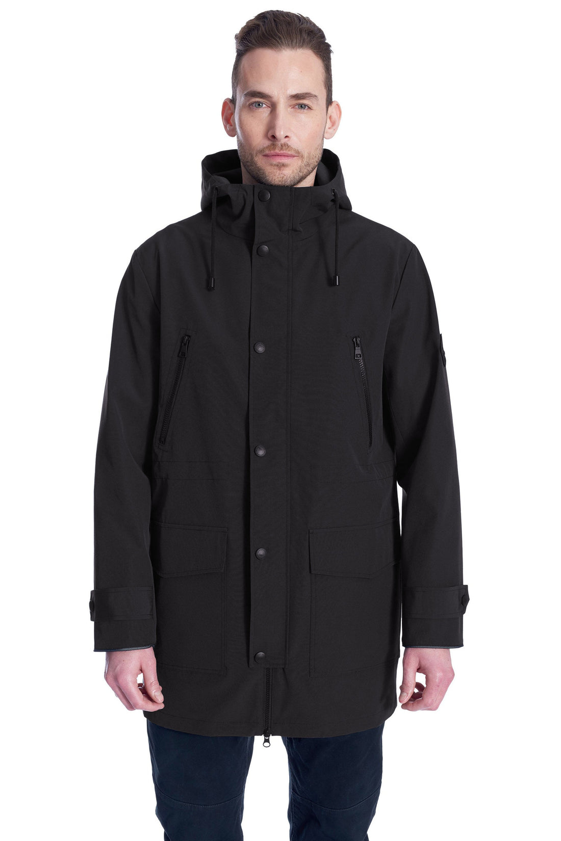 BANKS | MEN'S DRAWSTRING RAINCOAT, BLACK