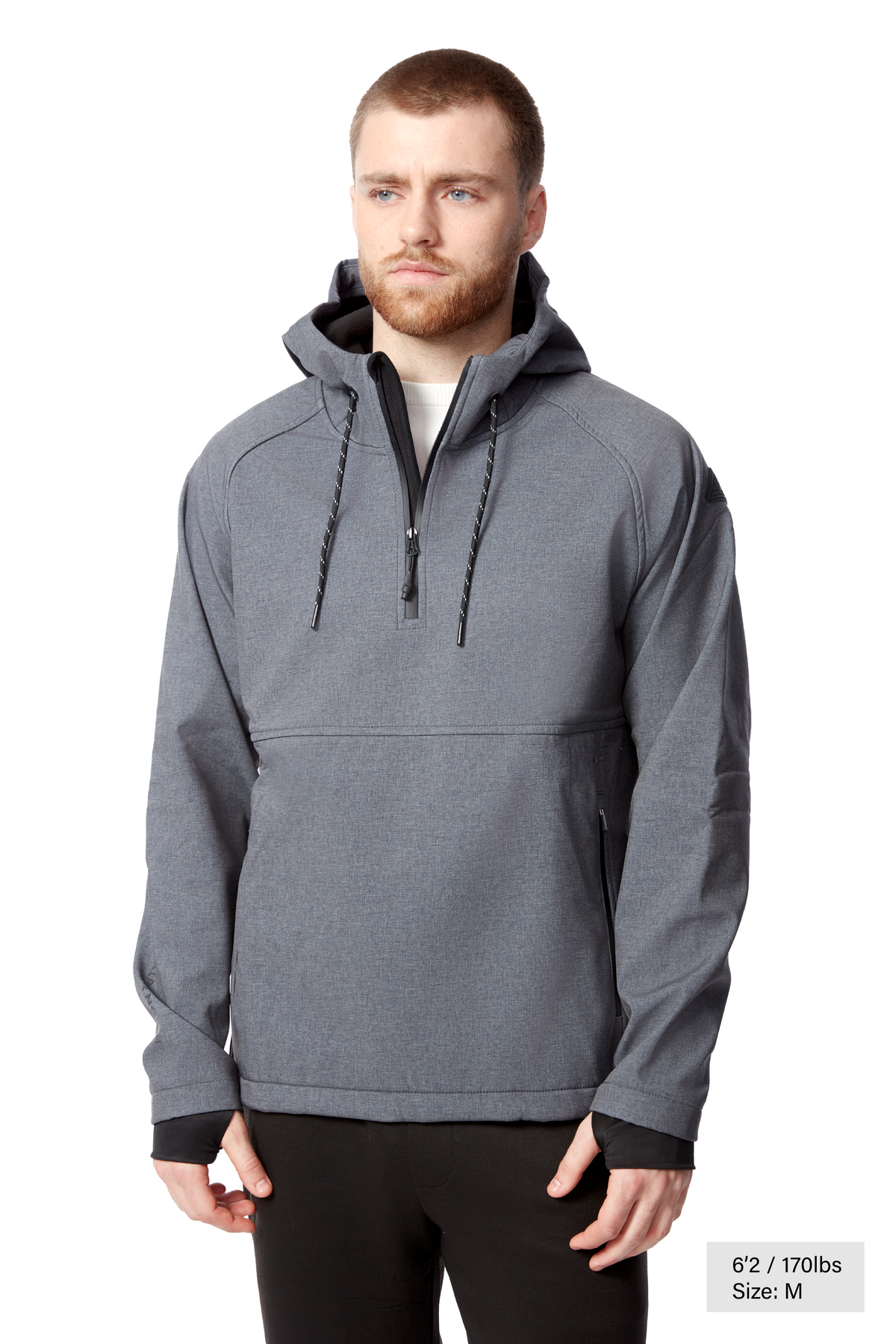 VARGAS | MEN'S WATER-REPELLENT HOODED PULLOVER SOFTSHELL, DARK GREY