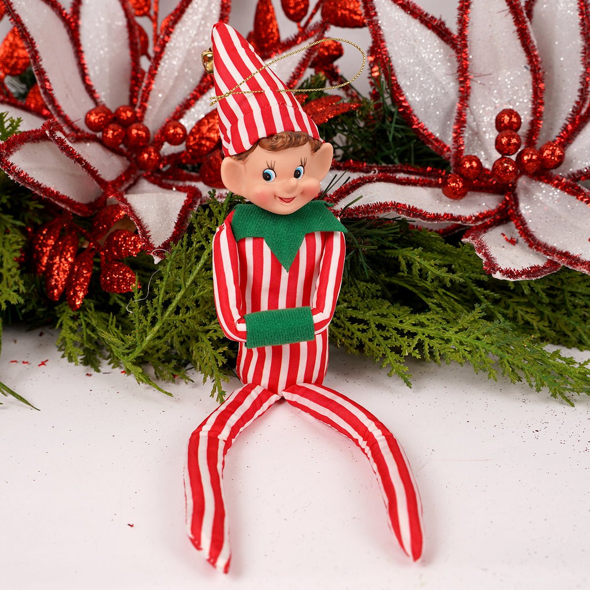 13Inch Red White Stripe Elf Ornament