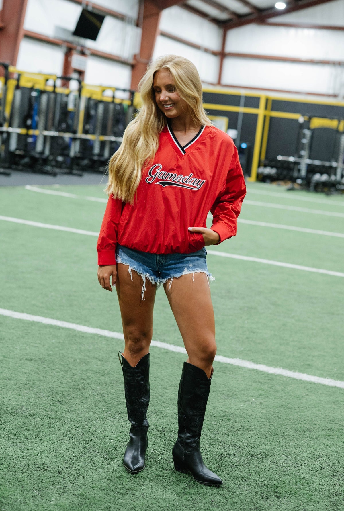 Gameday V-Neck Windbreaker-Red