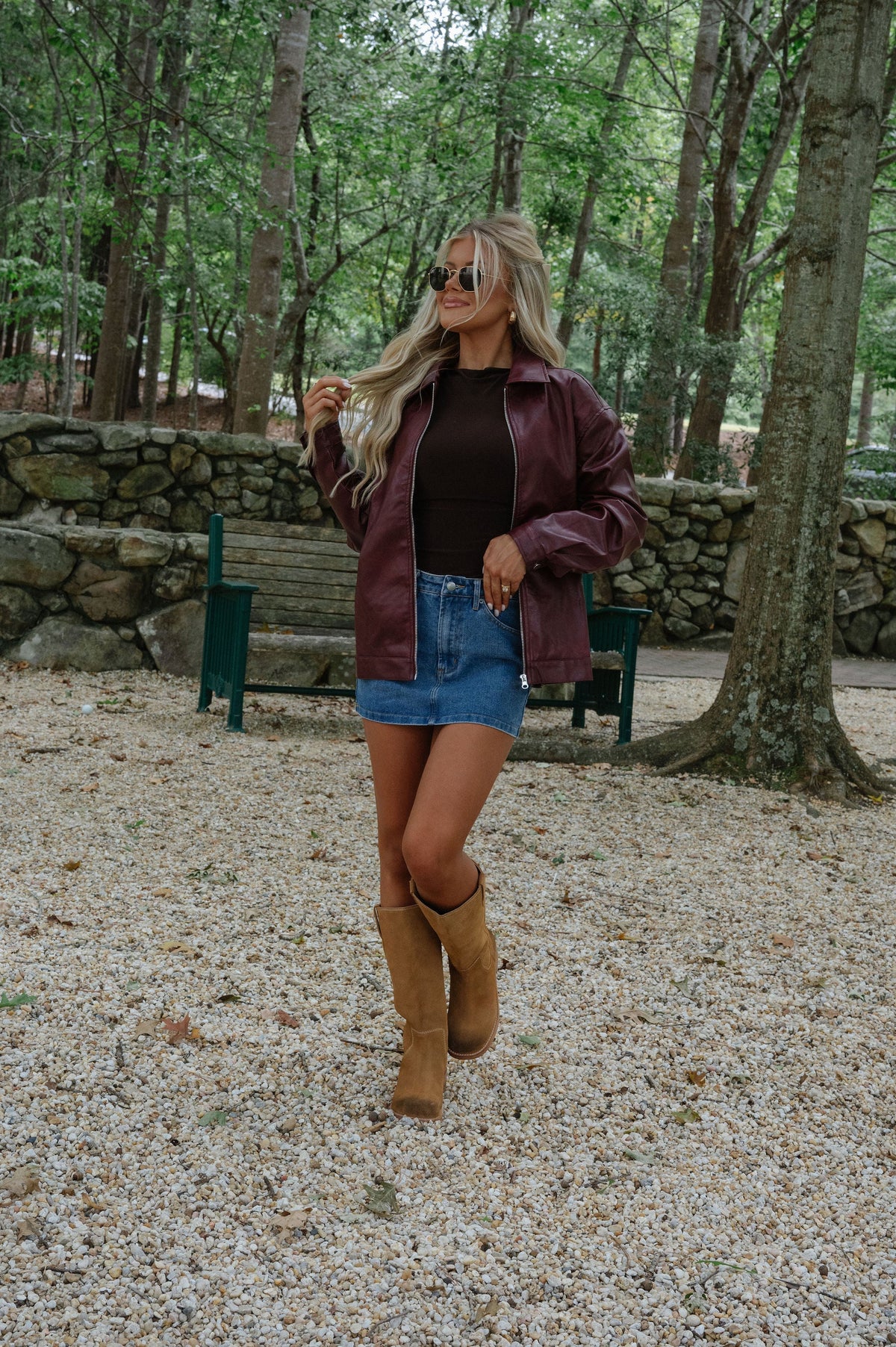 Marleigh Faux Leather Jacket-Cherry