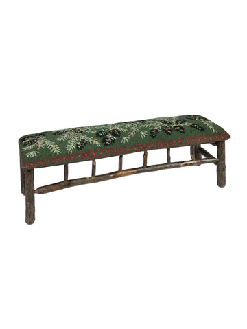 Diamond Pine Hooked Wool Top Bench