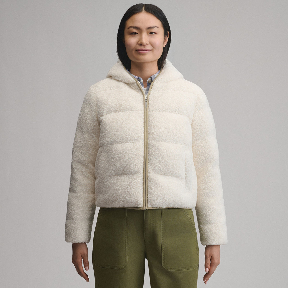 Women's Plush Puff Jacket - Faux Shearling