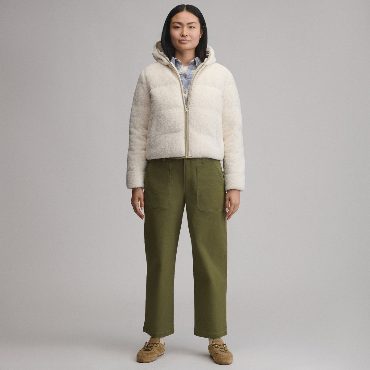 Women's Plush Puff Jacket - Faux Shearling