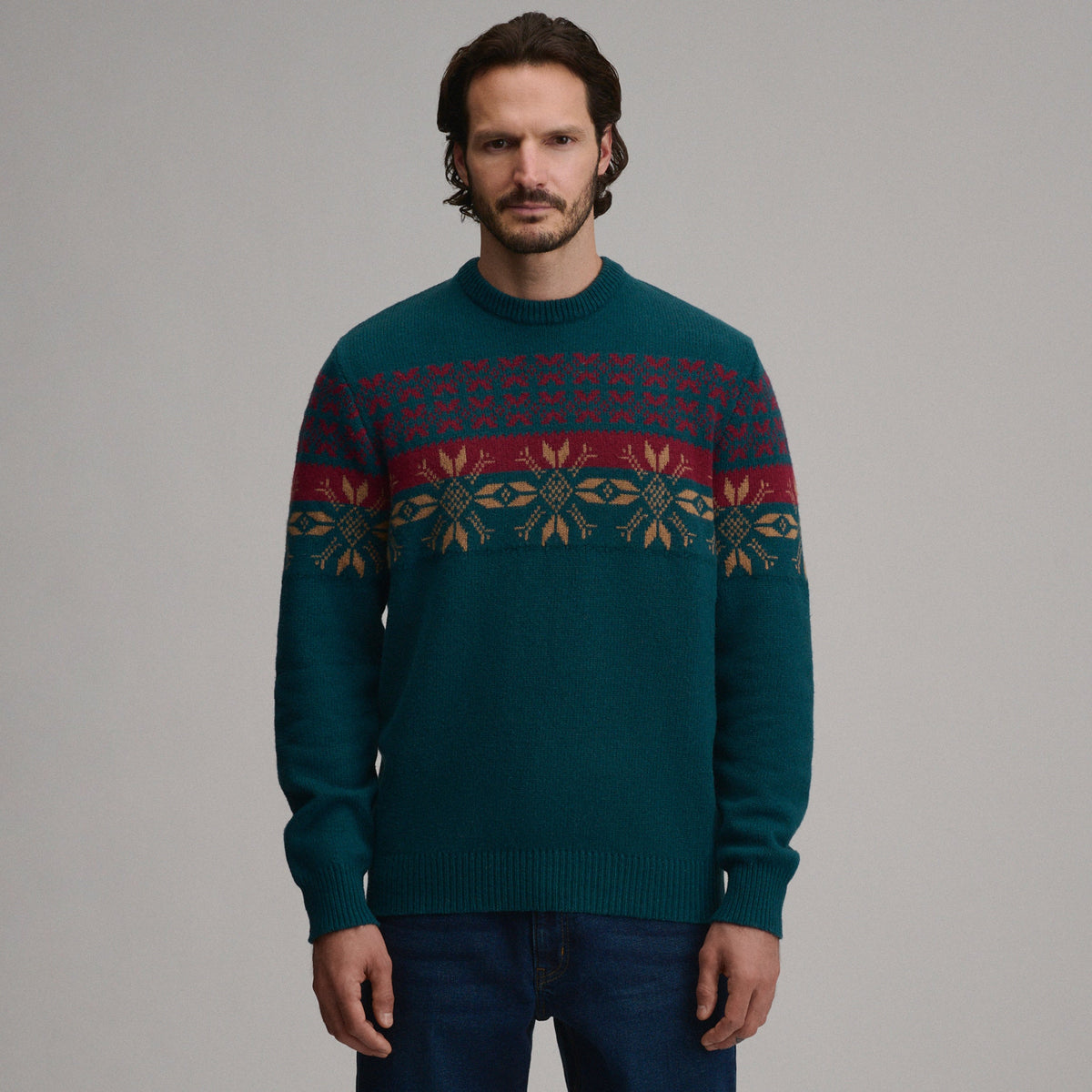 Men's Holiday Festive Jacquard Crew Sweater