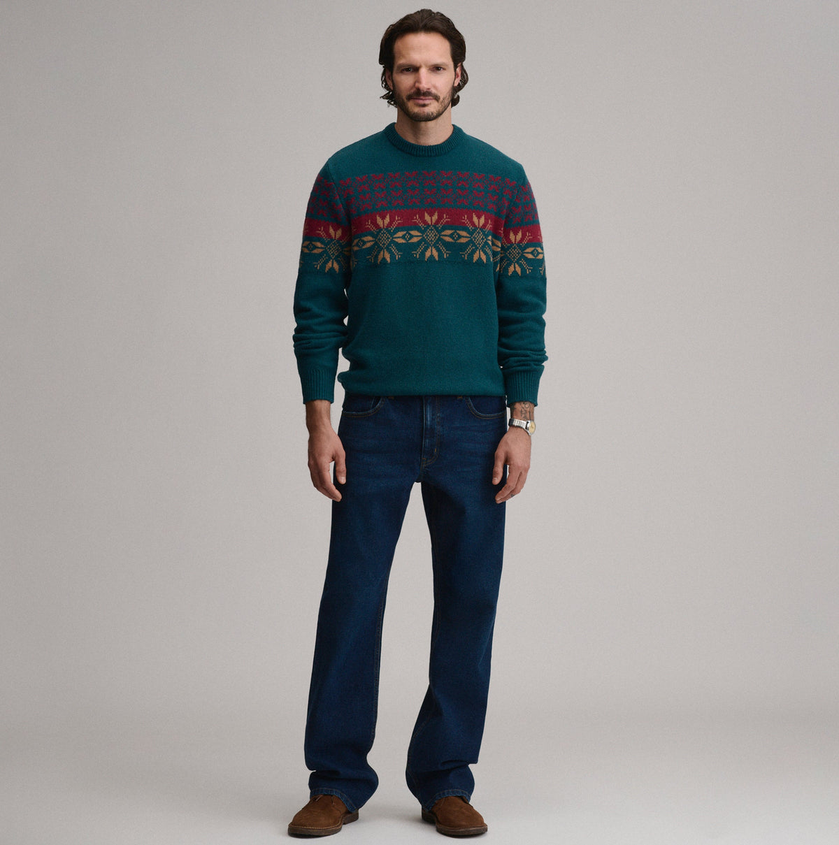 Men's Holiday Festive Jacquard Crew Sweater