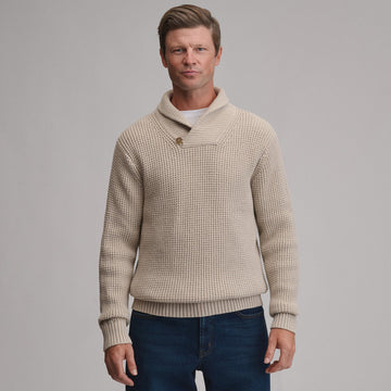 Men's Holiday Festive Shawl-Neck Sweater