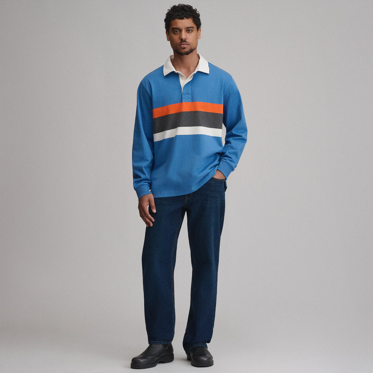 Men's Long-Sleeve Rugby Stripe Crew