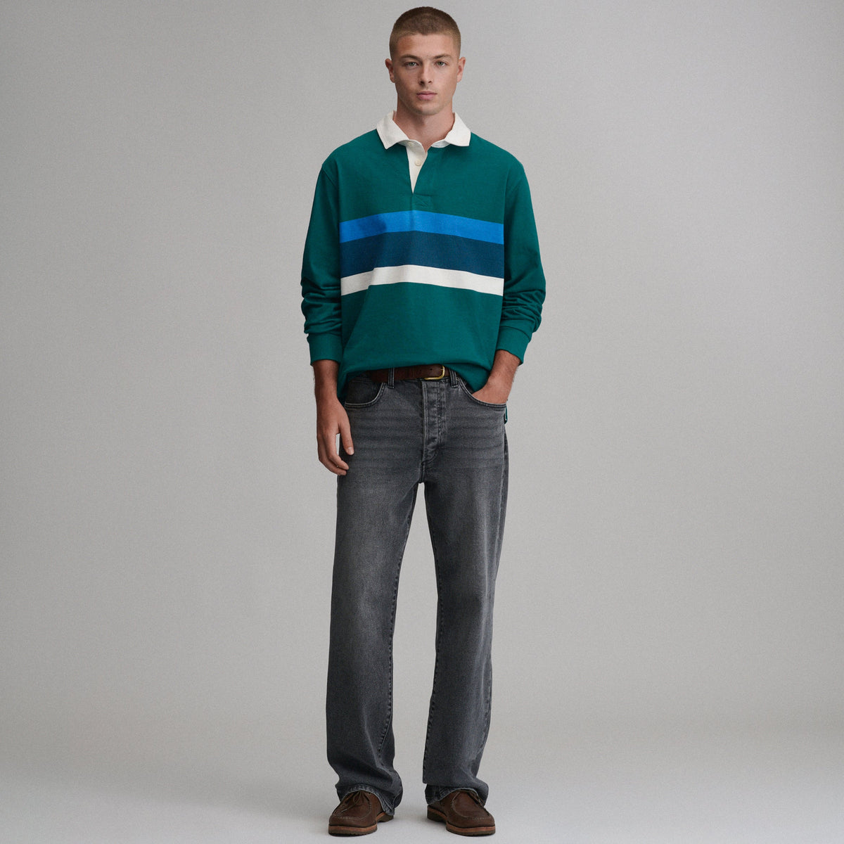 Men's Long-Sleeve Rugby Stripe Crew