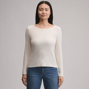 Women's Long-Sleeve Hacci Ribbed Top