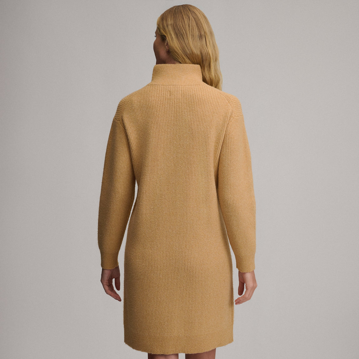 Women's Long-Sleeve Ribbed Zip Mock Sweater Dress