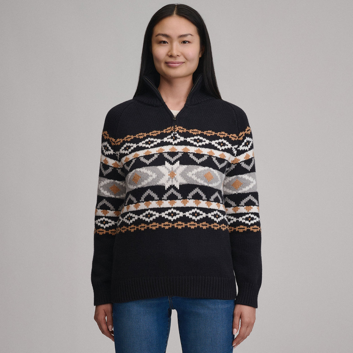 Women's Everloft Jacquard Quarter-Zip Sweater