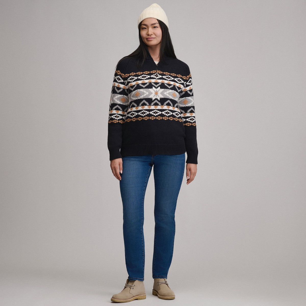 Women's Everloft Jacquard Quarter-Zip Sweater