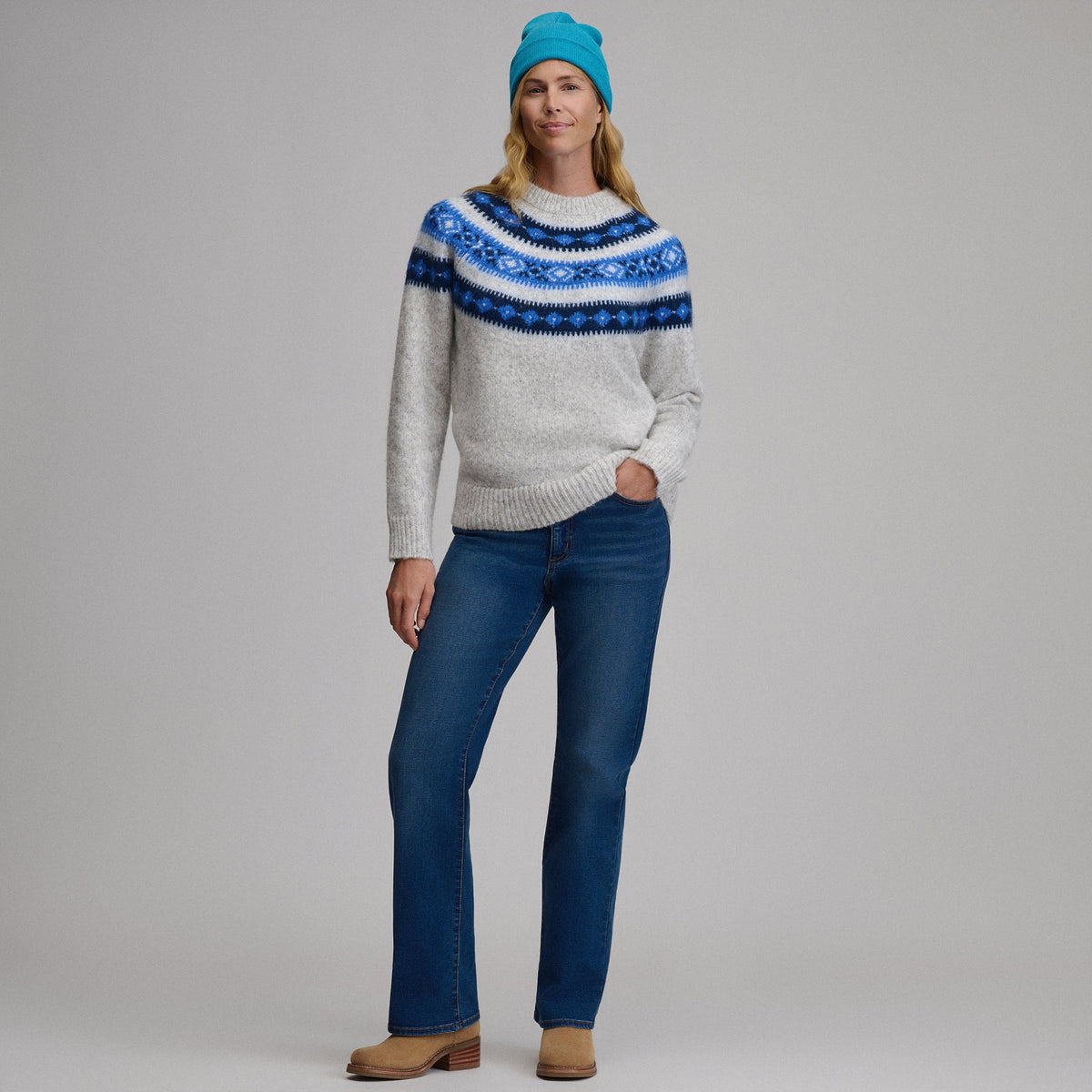 Women's Fairisle Fluffy Crew Sweater