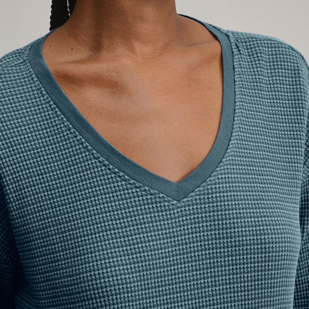 Women's Long-Sleeve V-Neck Boyfriend Thermal - Striped