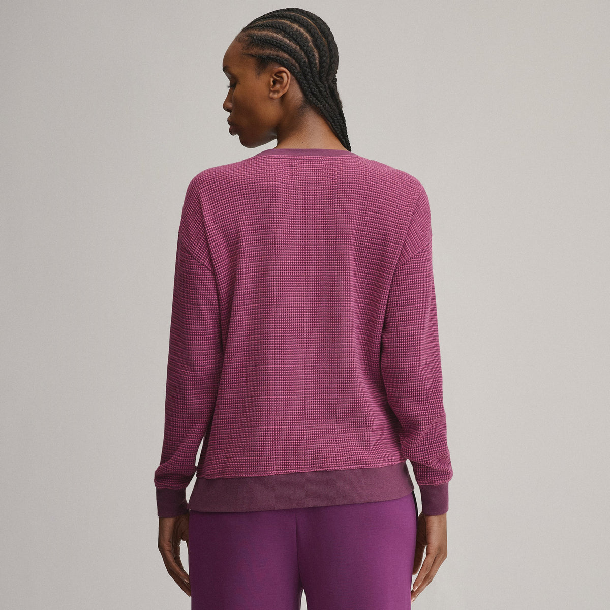Women's Long-Sleeve V-Neck Boyfriend Thermal - Striped