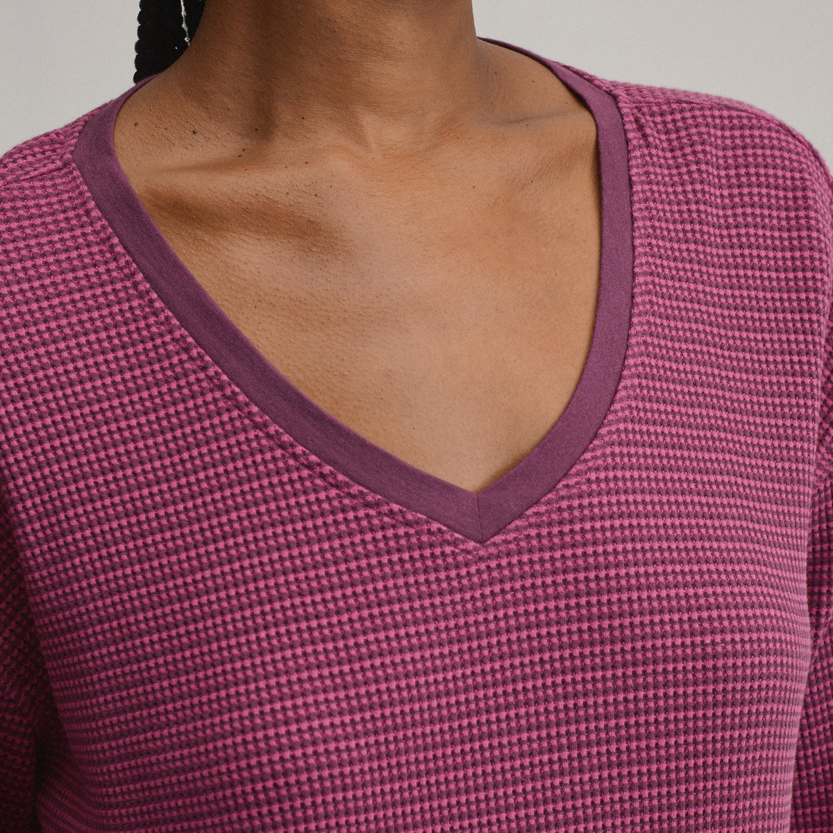 Women's Long-Sleeve V-Neck Boyfriend Thermal - Striped