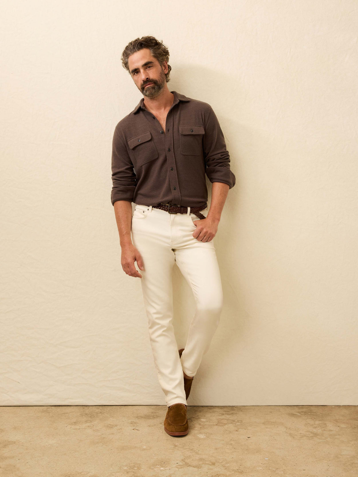 Stretch Terry 5-Pocket Pant - Egret