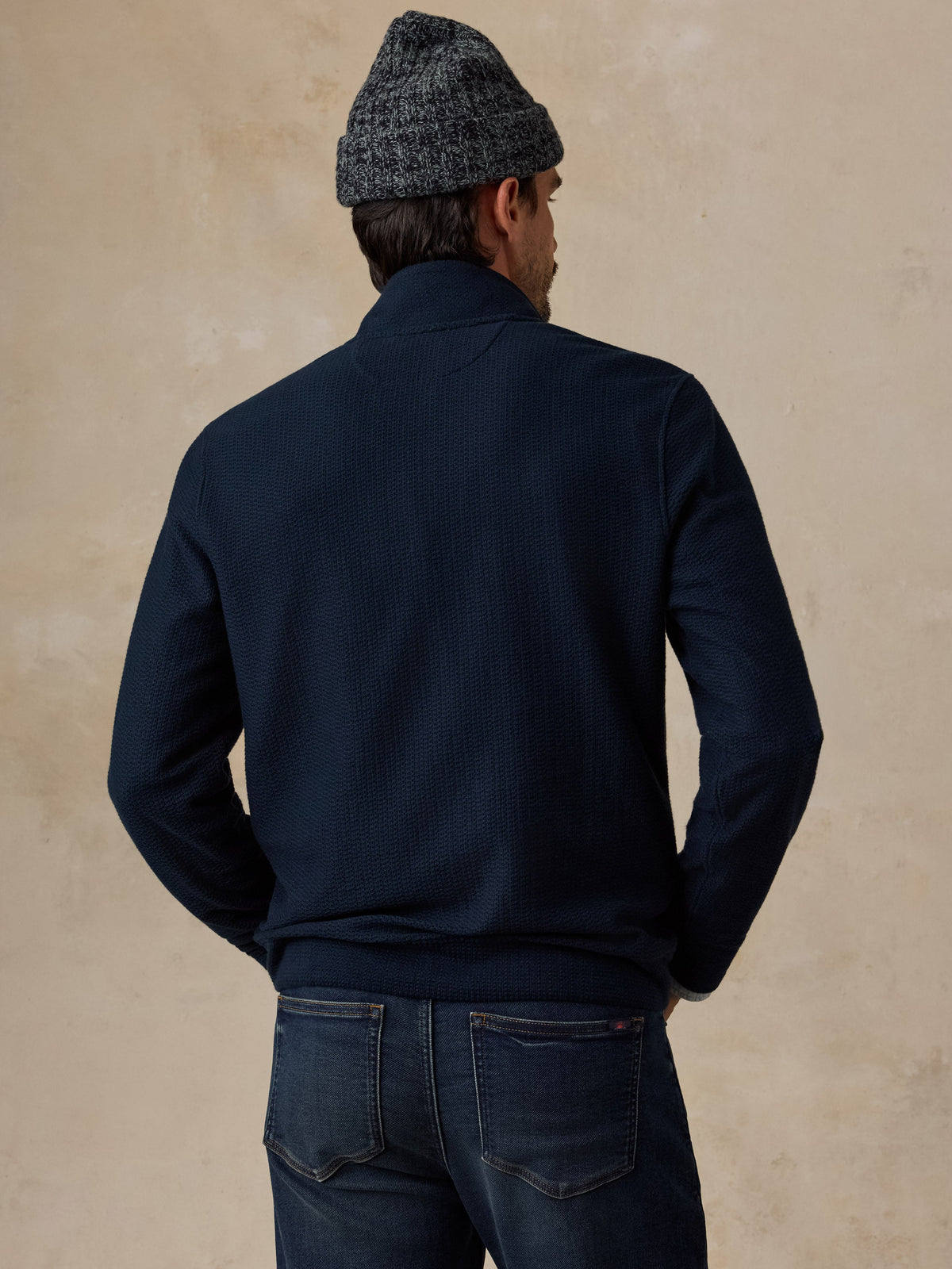 Textured Knit Quarter Zip - Abyss Navy