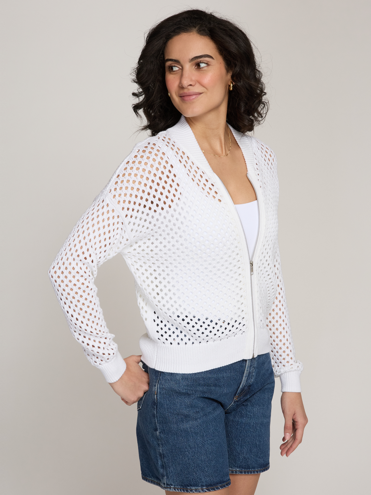 Mesh Bomber in Bleach White