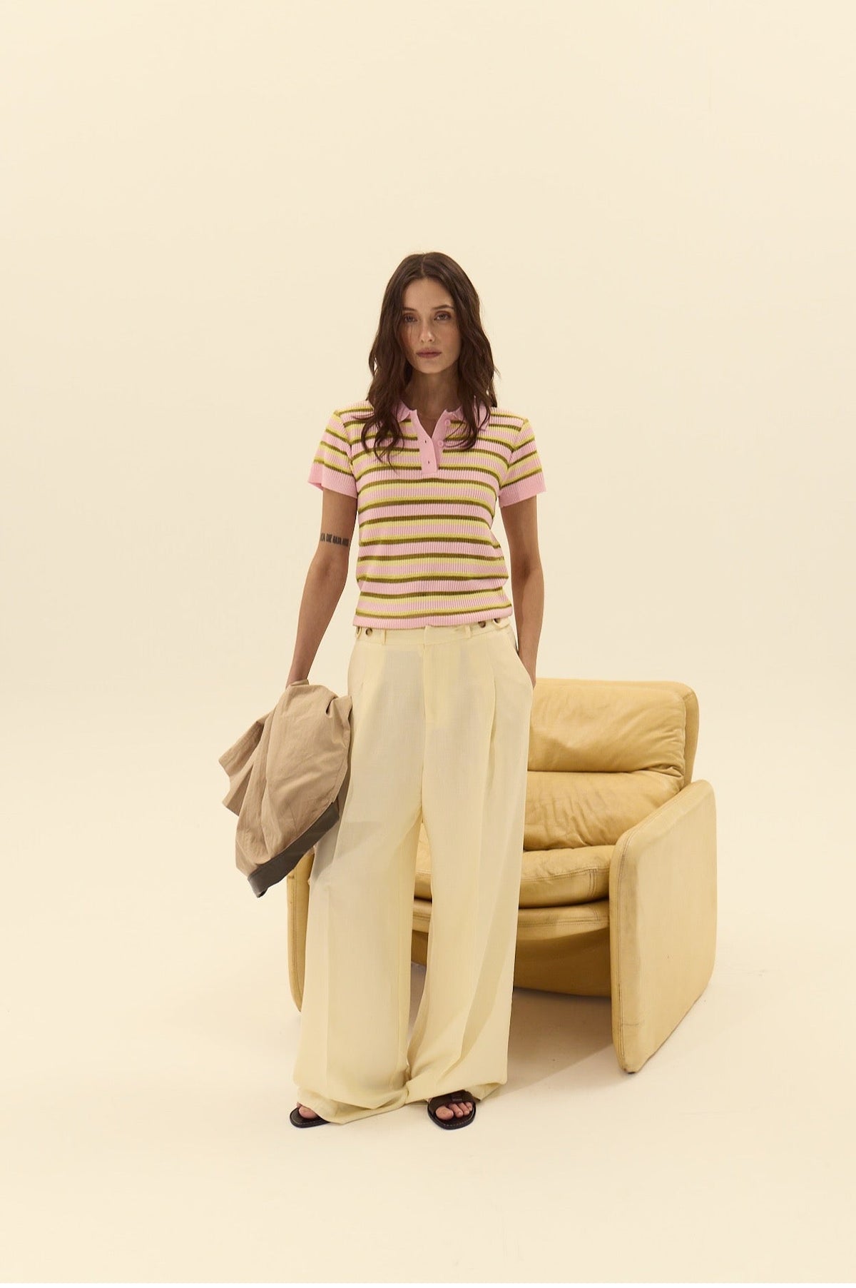 LEVANZO KNIT POLO TOP