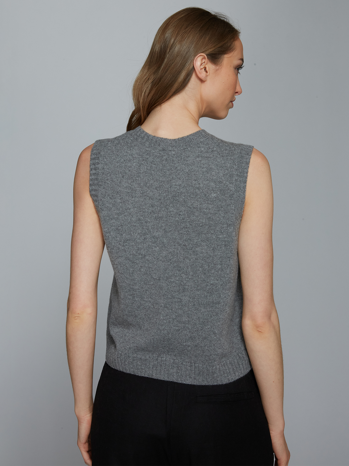 Button Front Vest w/ Pockets in Cement