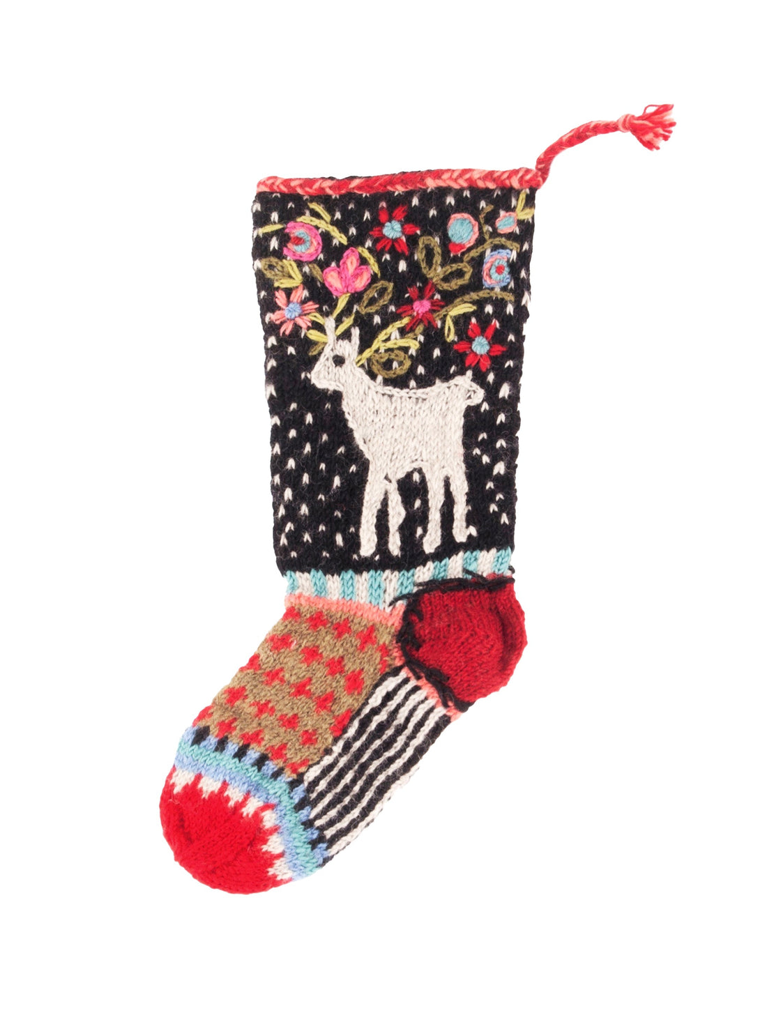 Reindeer Wool Knit Christmas Stocking