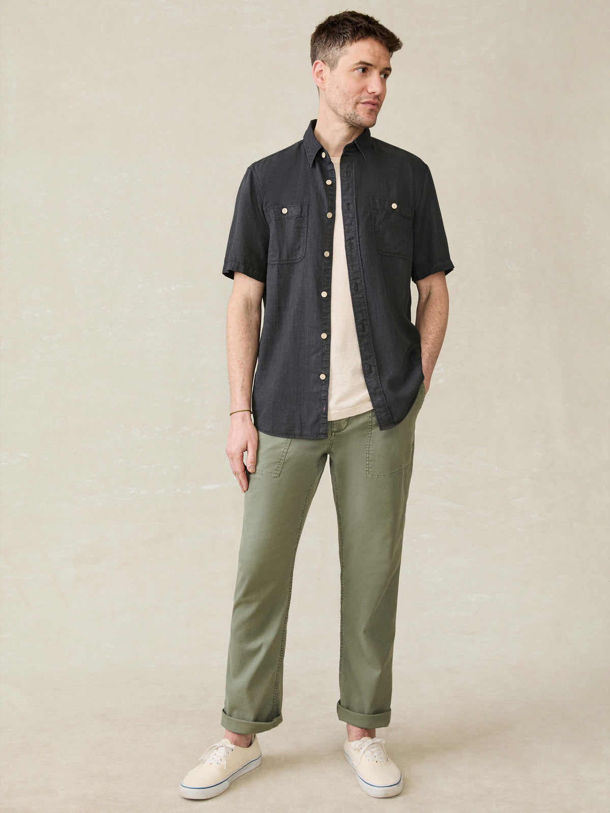 Short-Sleeve Tried and True Chambray Shirt - Durango Black