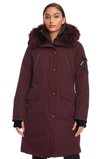 LAURENTIAN | WOMEN'S VEGAN DOWN (RECYCLED) LONG PARKA, GRAPE