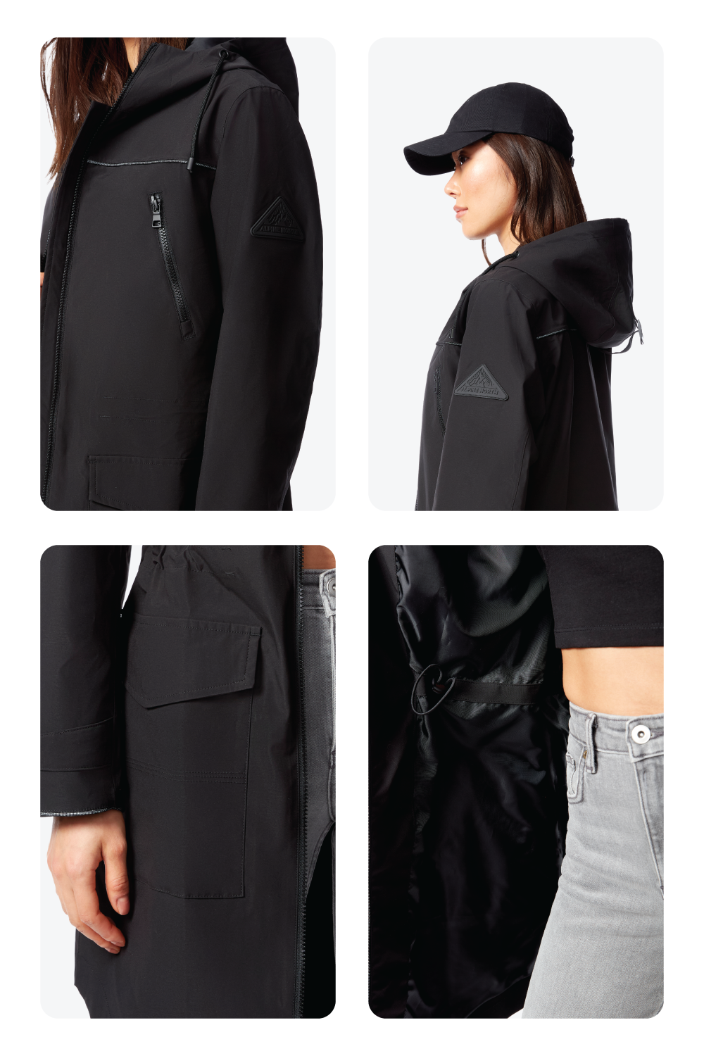 KUSAWA | WOMEN'S DRAWSTRING RAINCOAT, BLACK