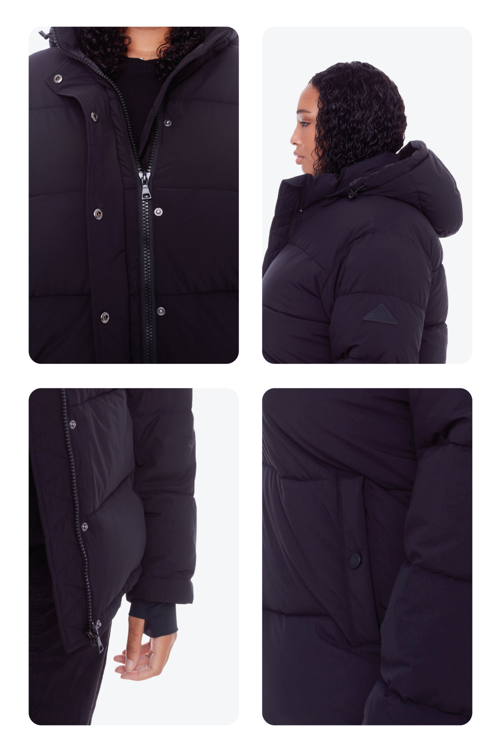 FORILLON PLUS | WOMEN'S VEGAN DOWN (RECYCLED) SHORT PUFFER JACKET, BLACK (PLUS SIZE)